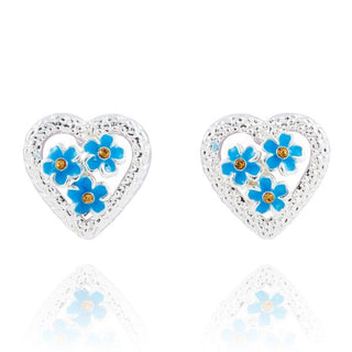 Forget Me Not Silver Plated Heart Earrings