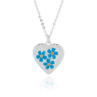 Forget Me Not Silver Plated Sparkle Heart Necklace