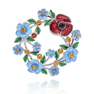 Forget Me Not & Poppy Pretty Brooch