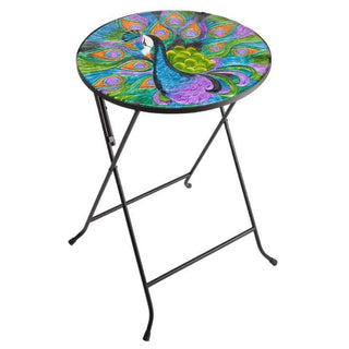 Flamboya Peacock Hand Painted Glass Table