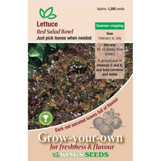 Kings Seeds Lettuce Red Salad Bowl Rhs Agm