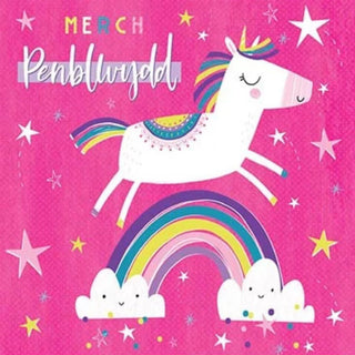 Merch Penblwydd Greetings Card