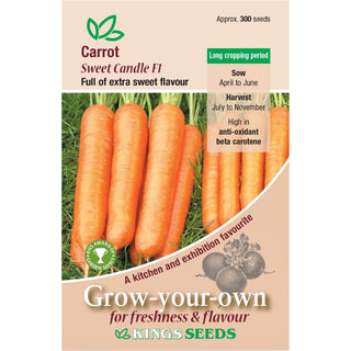 Kings Seeds Carrot Sweet Candle F1 Rhs Agm