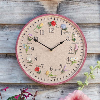 OutsideIn Hand-Painted Poly Resin Clock - Flora 12"