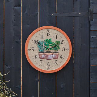 OutsideIn Hand-Painted Poly Resin Clock - Herbs 12"
