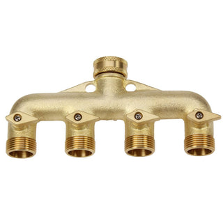 Four Way Brass Manifold With Wall Fixings