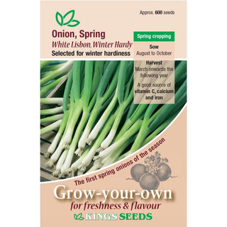 Kings Seeds Onion Spring White Lisbon (Winter Hardy)