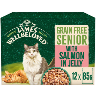 James Wellbeloved Grain Free Senior Cat with Salmon in Jelly Pouch