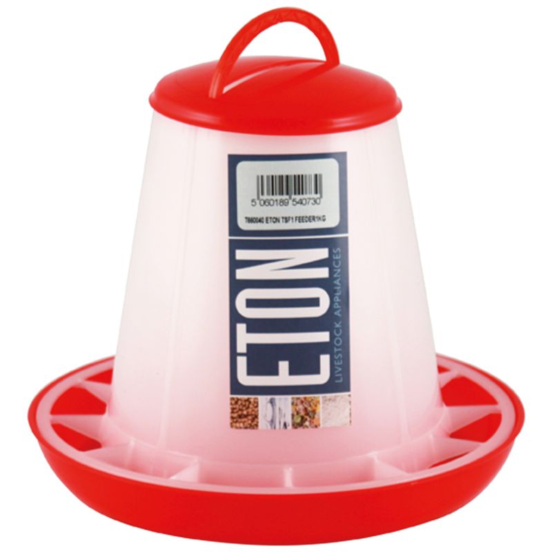 Eton Red & White Poultry Feeder With Lid 1kg