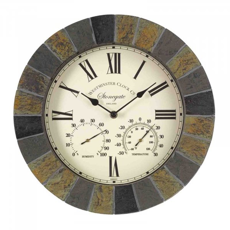 Smart Stonegate Wall Clock & Thermometer 14"