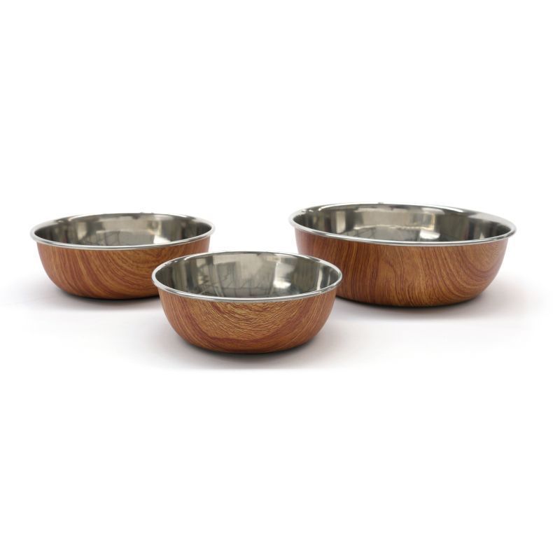 Rosewood Wood Effect Steel Pet Bowl Small