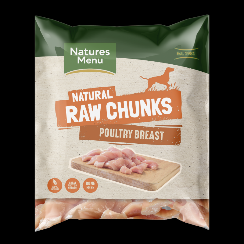 Natures Menu Frozen Raw Chews Chew Poultry Breast Chunks 1kg