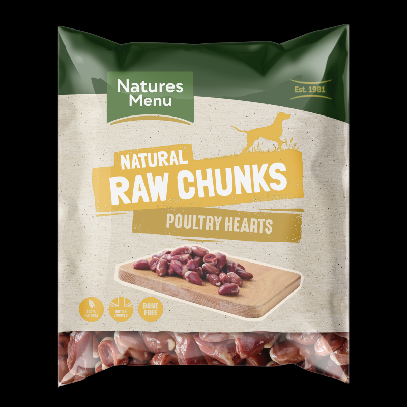 Natures Menu Frozen Raw Chews Chew Poultry Hearts 1kg