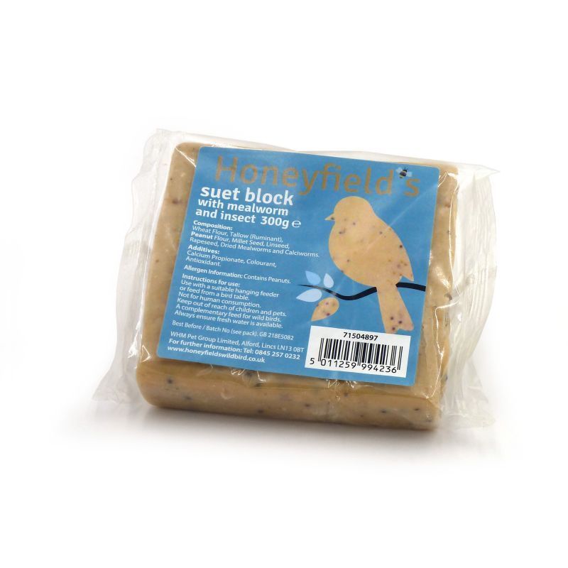Honeyfields Suet Block With Mealworm & Insect 300g