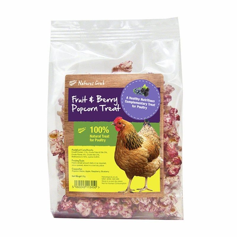 Natures Grub Chicken Popcorn Treat With Fruit & Berries 20g