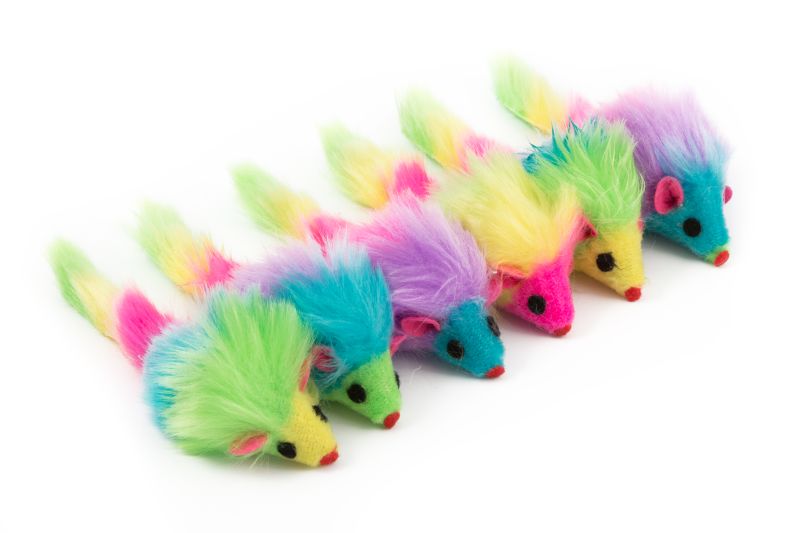 Ancol Furry Rainbow Mice 6pack