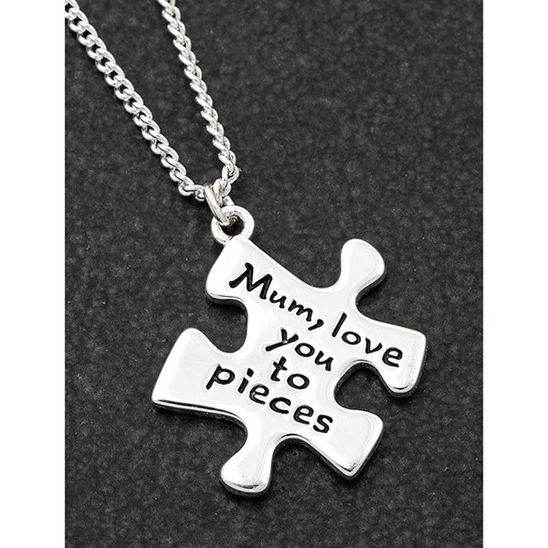 Jigsaw Silver Plated Necklace Mum