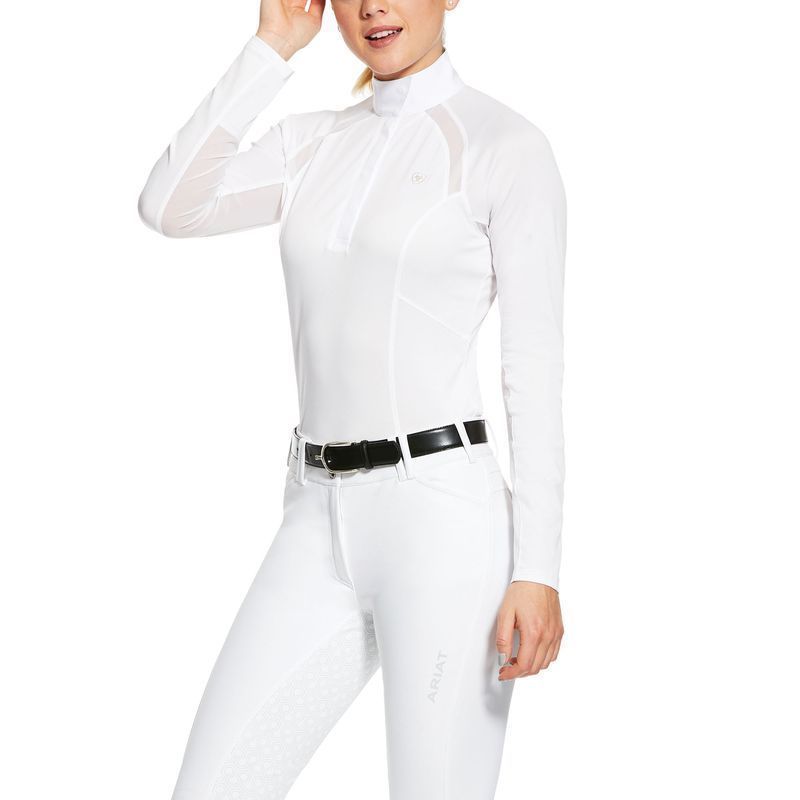 Ariat Womens Sunstopper 2.0 1/4 Zip Show Shirt White XS