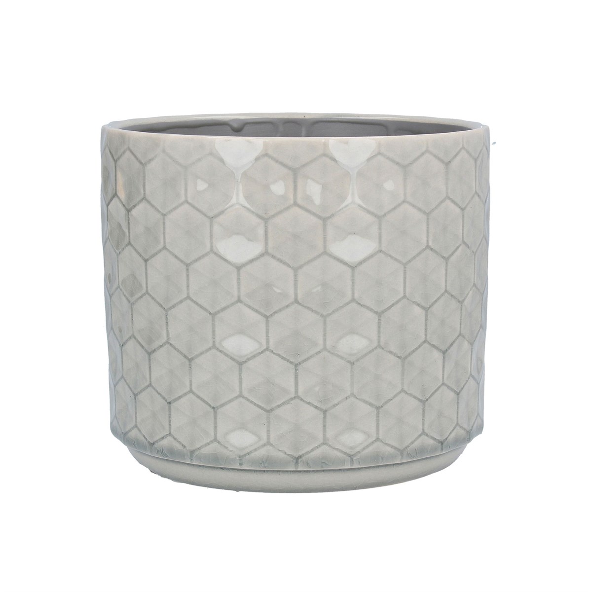 Gisela Graham Grey Honeycomb Ceramic Pot Cover, Medium