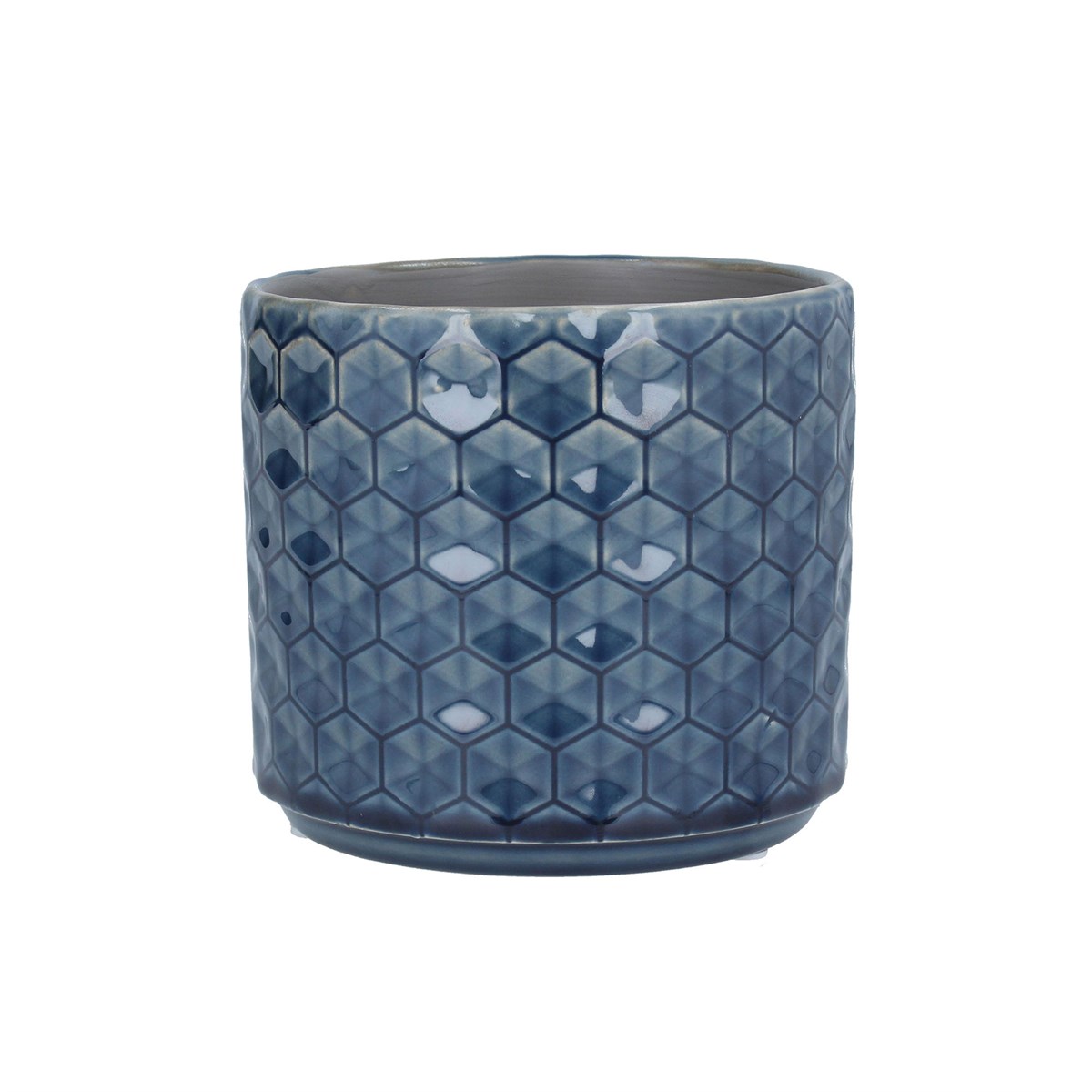 Gisela Graham Navy Honeycomb Ceramic Pot Cover, Small