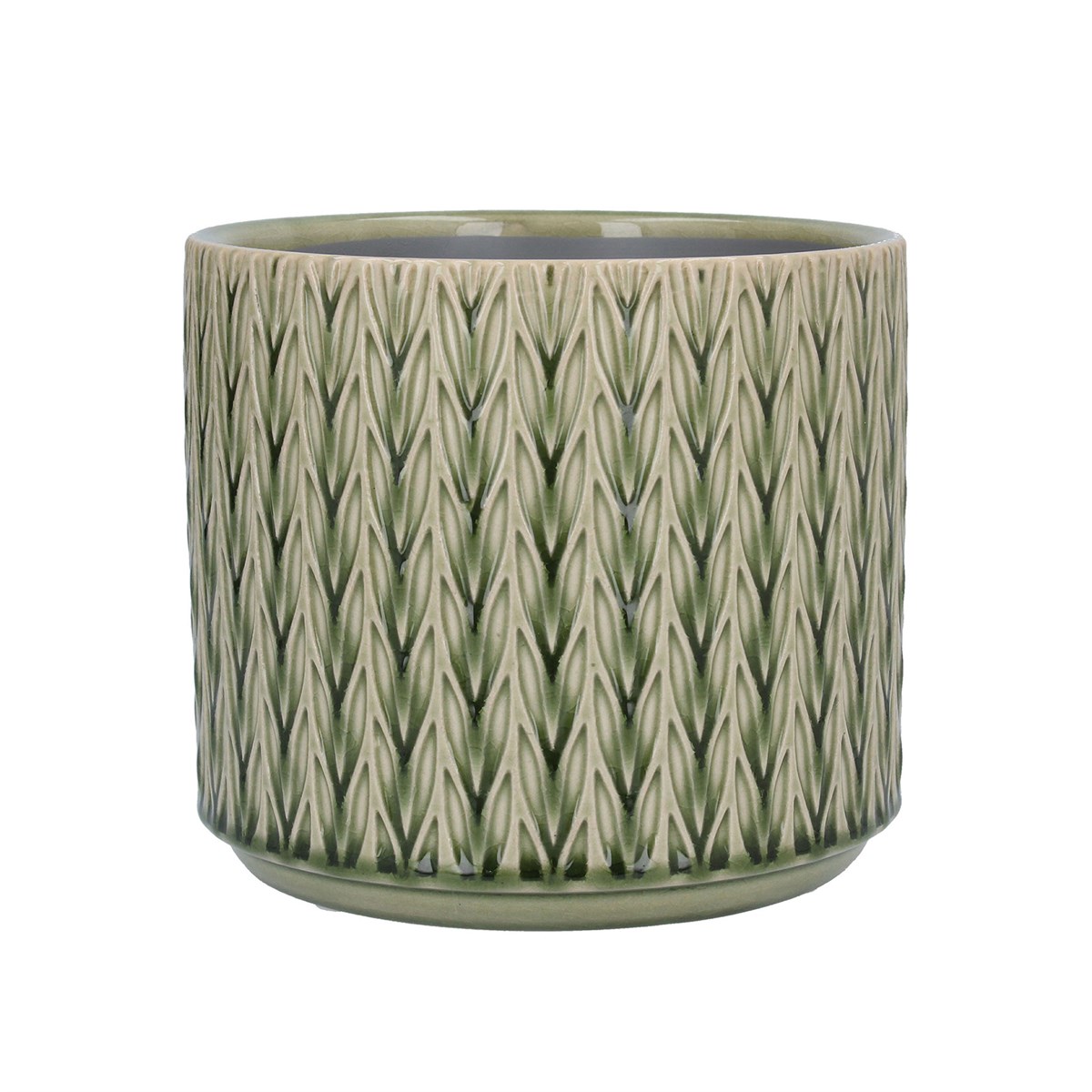 Gisela Graham Green Staghorn Ceramic Pot Cover, Medium