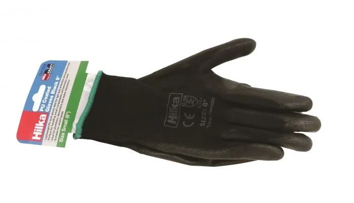 Hilka Small 8" Black PU Work Gloves