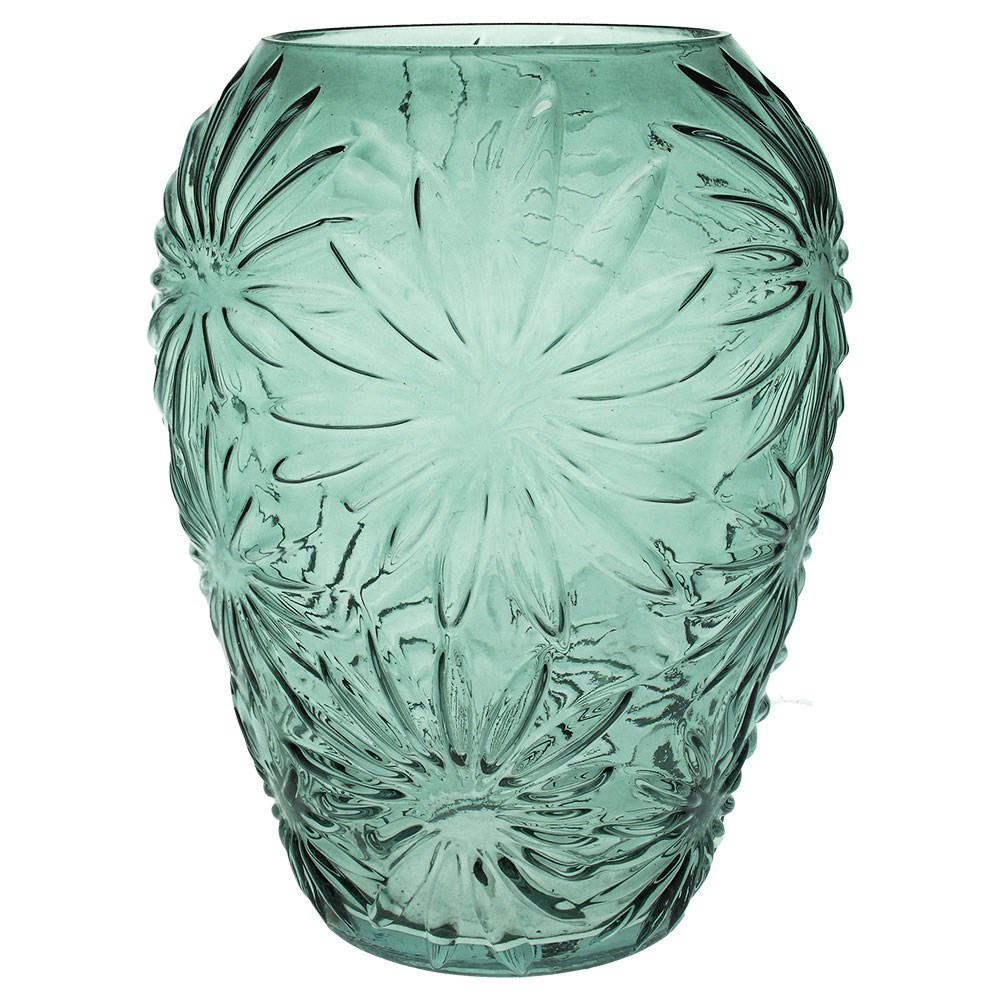 Gisela Graham Green Daisy Glass Ogee Vase, Large