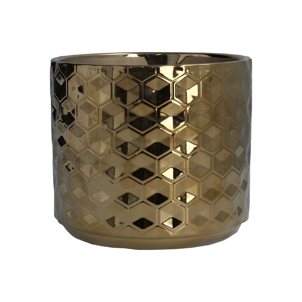 Gisela Graham Gold Honeycomb Ceramic Pot Cover, Medium