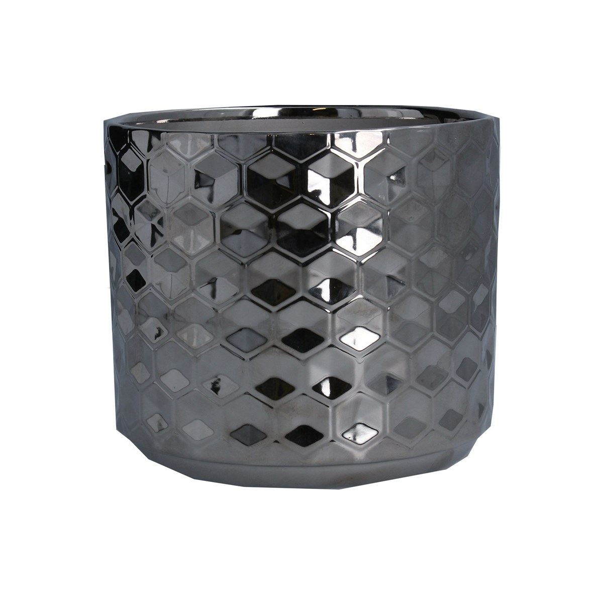 Gisela Graham Silver Honeycomb Ceramic Pot Cover, Medium