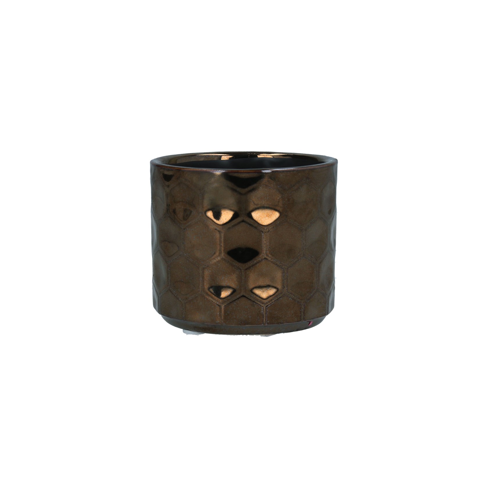 Gisela Graham Copper Honeycomb Ceramic Pot Cover, Mini