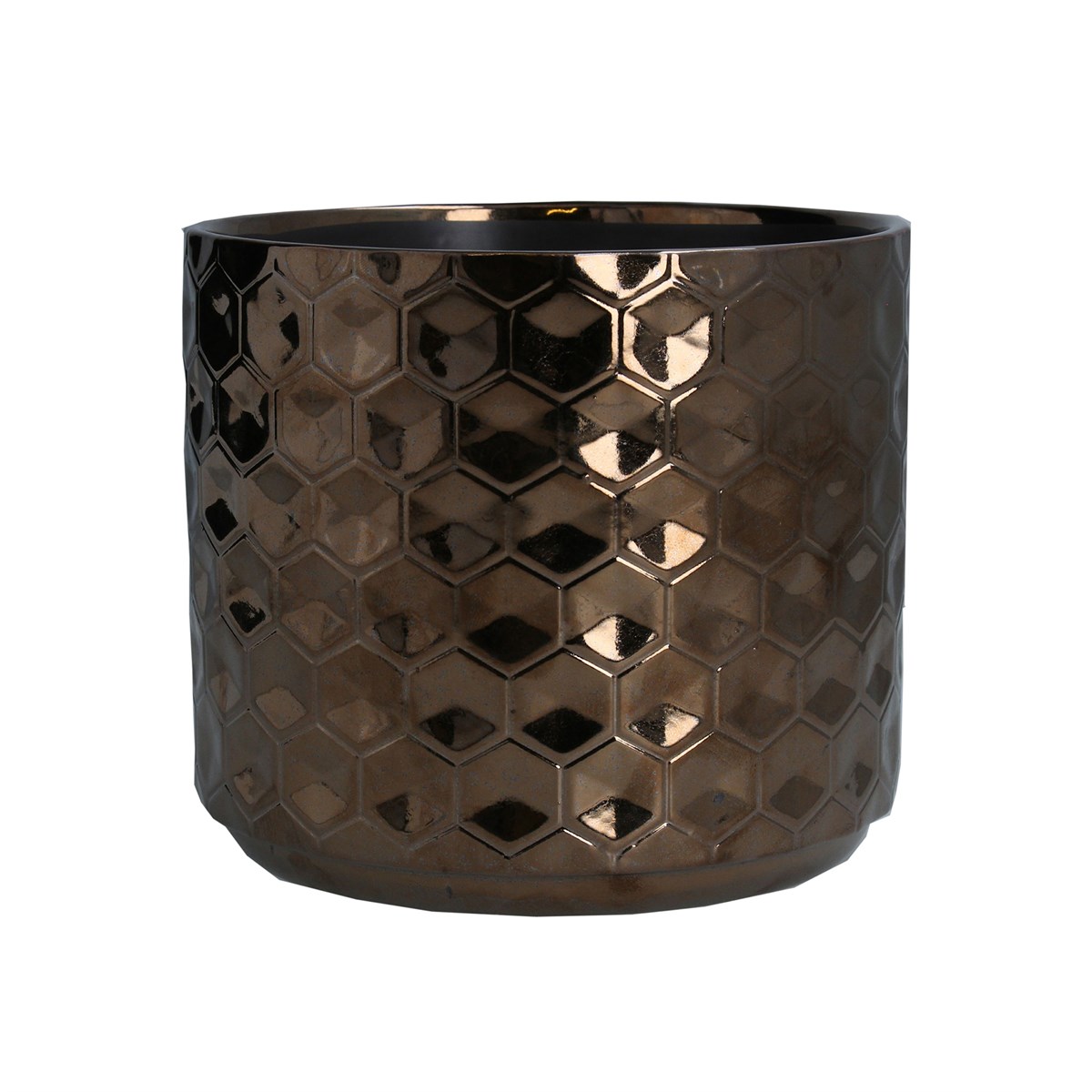 Gisela Graham Copper Honeycomb Ceramic Pot Cover, Medium